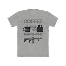 Load image into Gallery viewer, Coffee First - Range Time - Men&#39;s Cotton Crew Tee - Sniperology