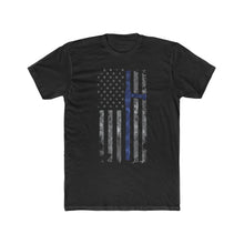 Load image into Gallery viewer, The Thin Blue Line  Baton - Men&#39;s Cotton Crew Tee - Sniperology