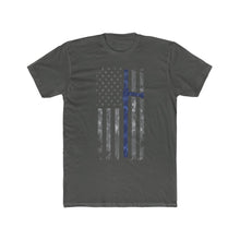 Load image into Gallery viewer, The Thin Blue Line  Baton - Men&#39;s Cotton Crew Tee - Sniperology