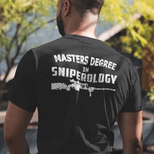 Load image into Gallery viewer, MASTERS DEGREE in - Sniperology - Men&#39;s Cotton Crew Tee - Sniperology