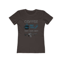 Load image into Gallery viewer, Coffee First - Hunt Bad Guys - Women&#39;s Tee - Sniperology